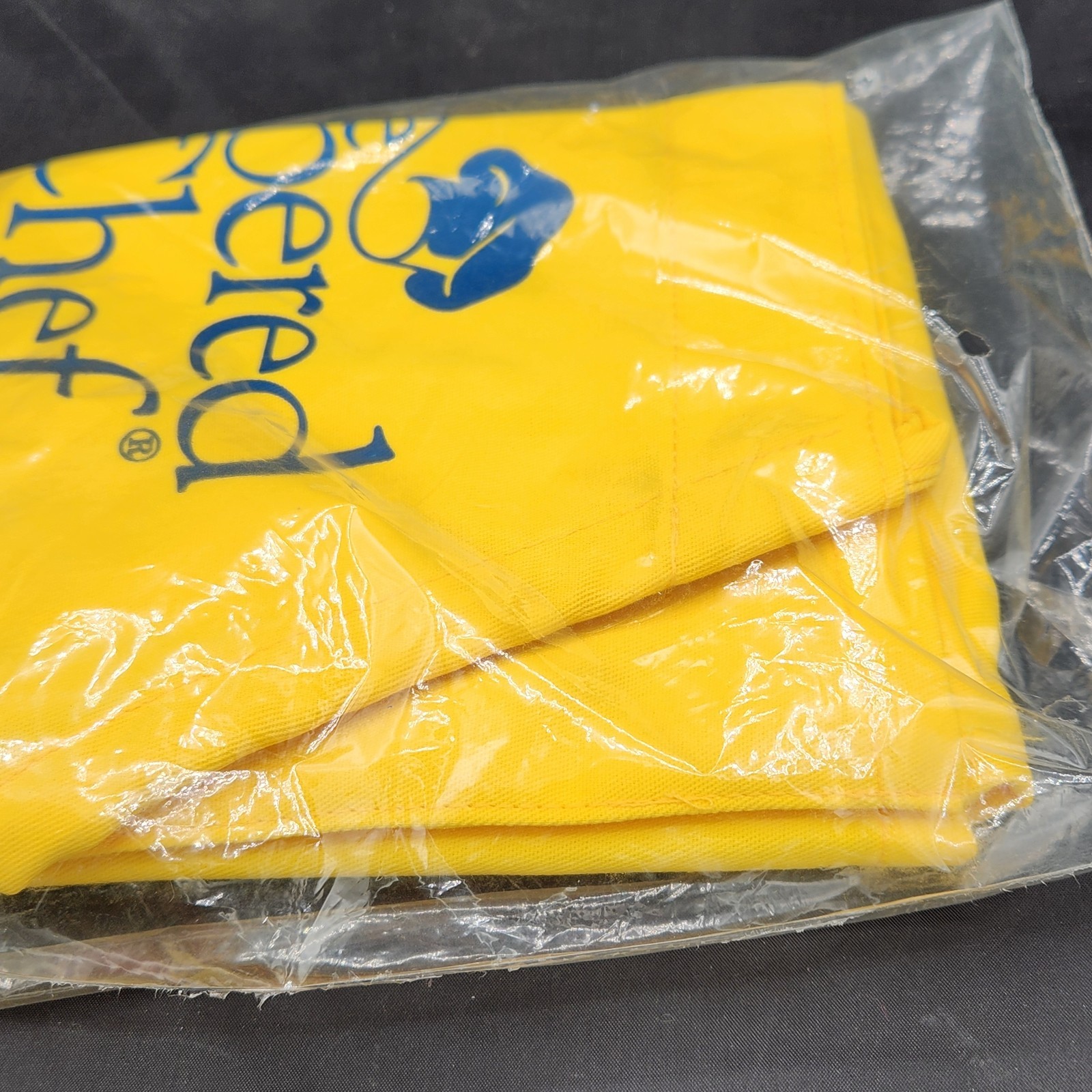 Pampered Chef Apron Yellow Blue Logo Brand New Sealed Adult gallery