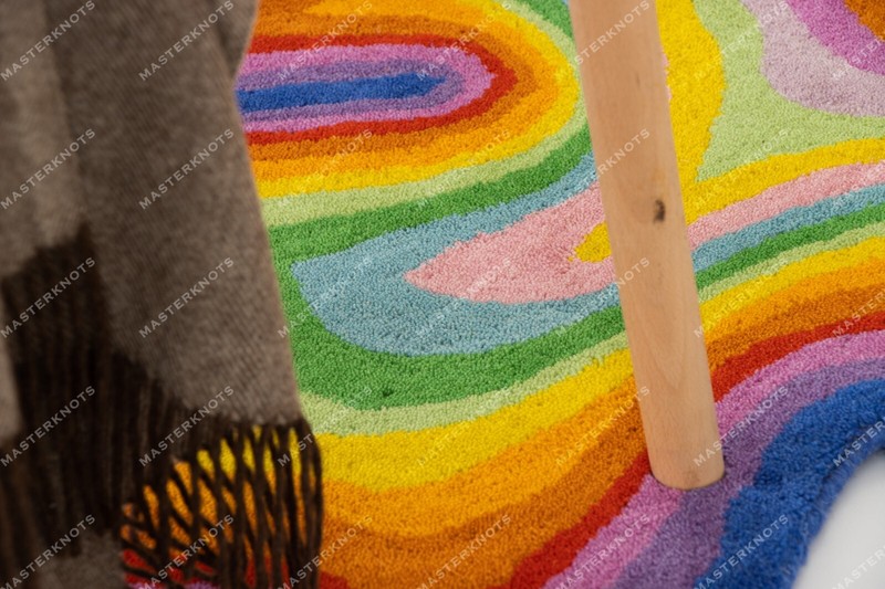 Psychedelic Irregular Shaped Tufted Custom Wool Area Rug For Gifting, Kids Room gallery