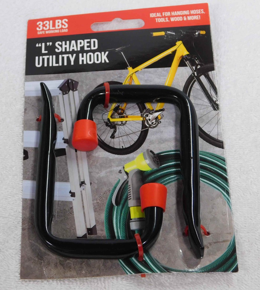 2 Pack Heavy Duty L Shaped Utility Hook 33 Lbs Load NEW L