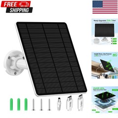 Solar Panel Charger for Security Camera, Type-C Plug, 9.8Ft Long Cable, Water