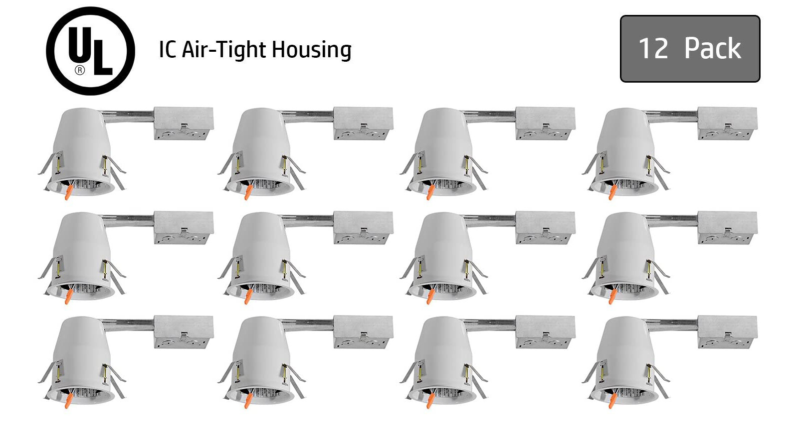 [12 Pack] 4" Inch Remodel Recessed Can Pot Light Housing - UL IC Air Tight LED gallery