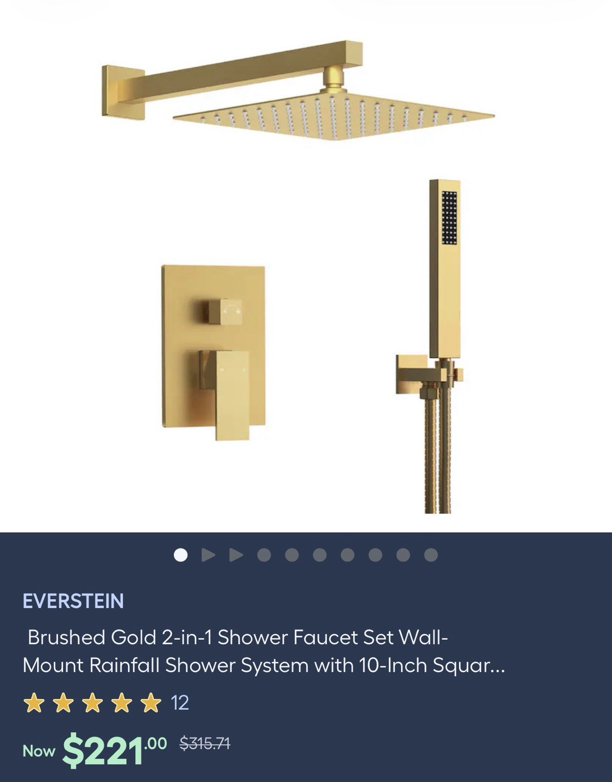 Rain Shower System with Handheld Spray and Valve Included Brushed Gold gallery