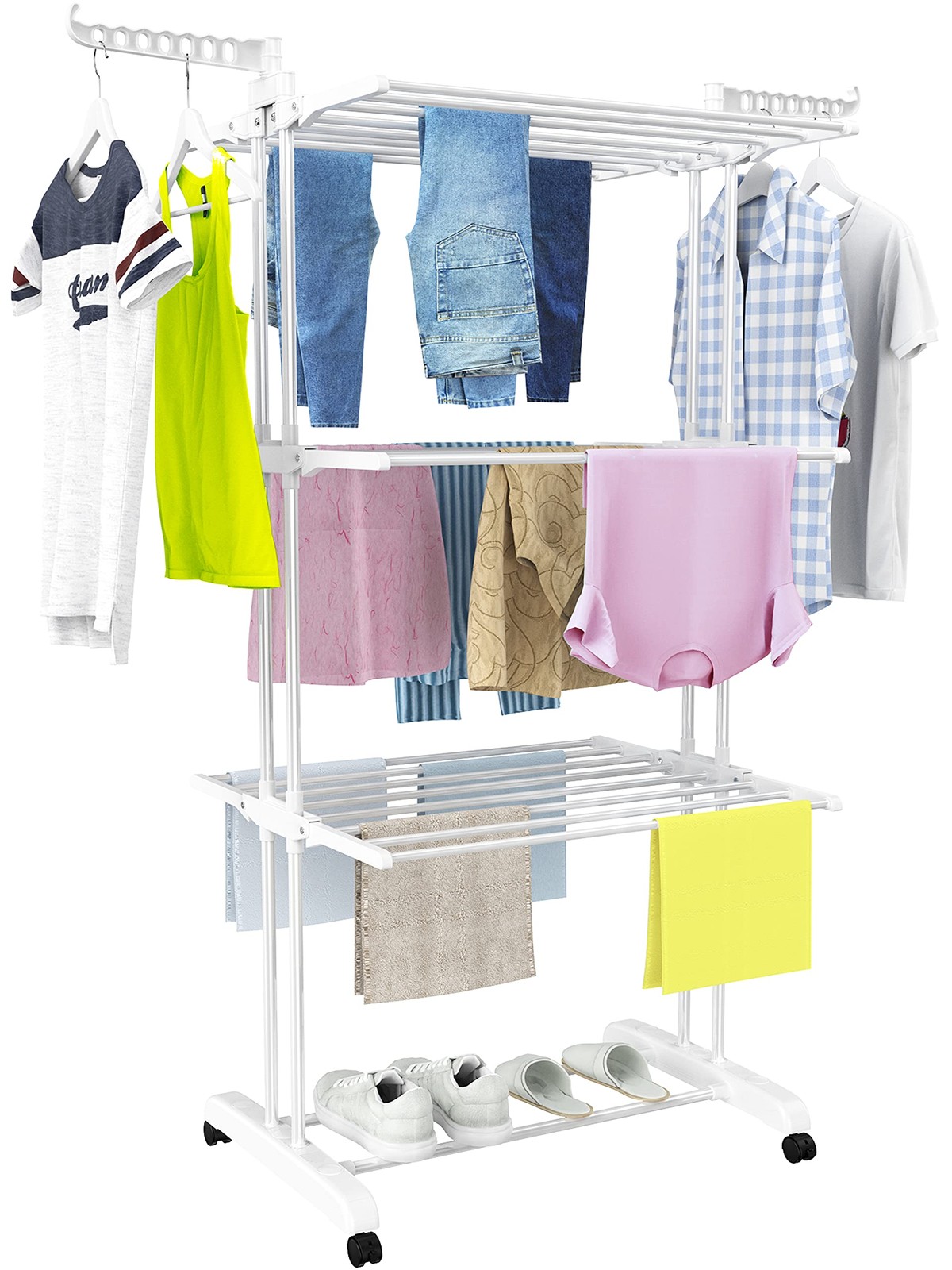 HOMIDEC Clothes Drying Rack, Large 4-Tier 67.7H x 19.7W x 30L inches, White gallery