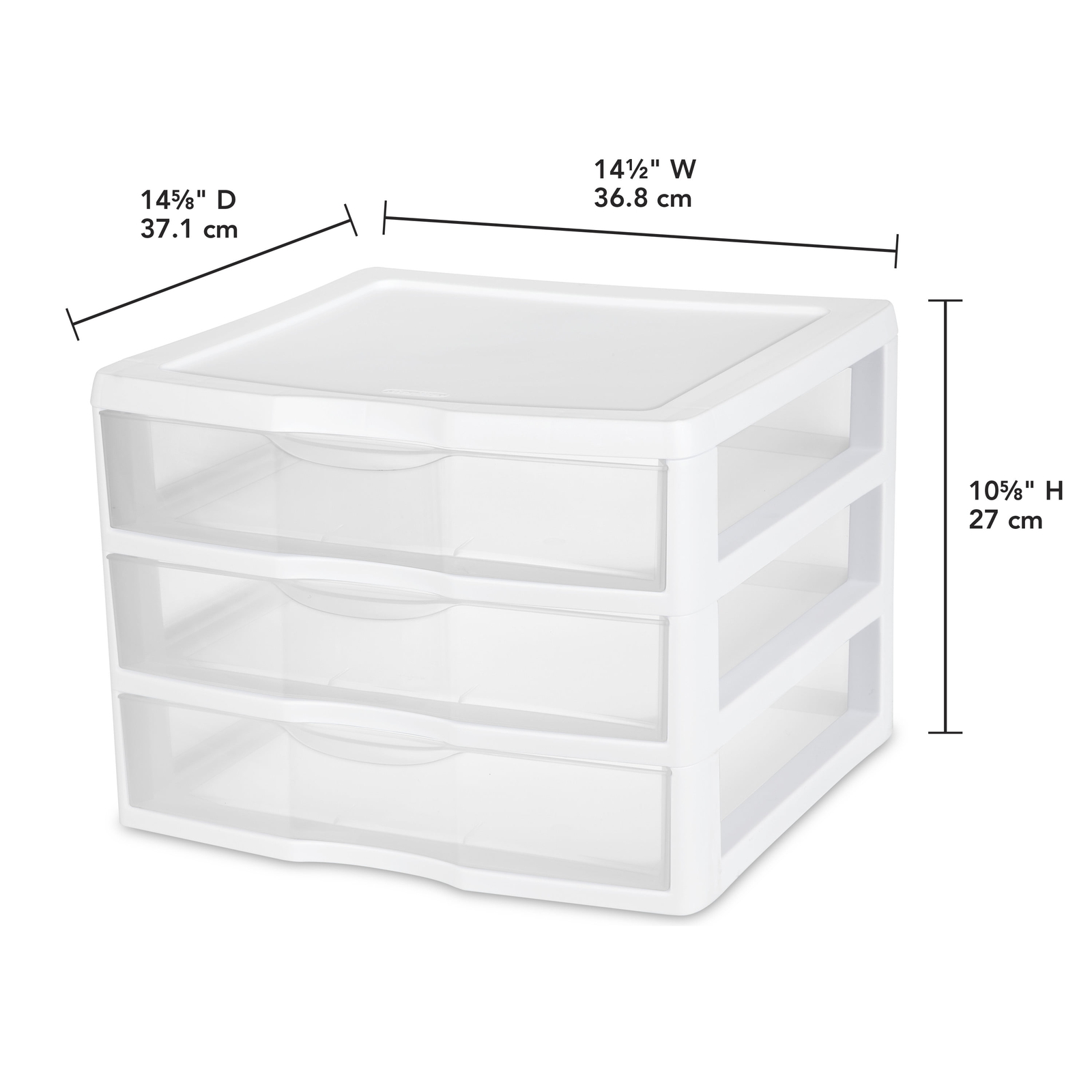 3-Drawer Wide Plastic Storage Unit, White gallery