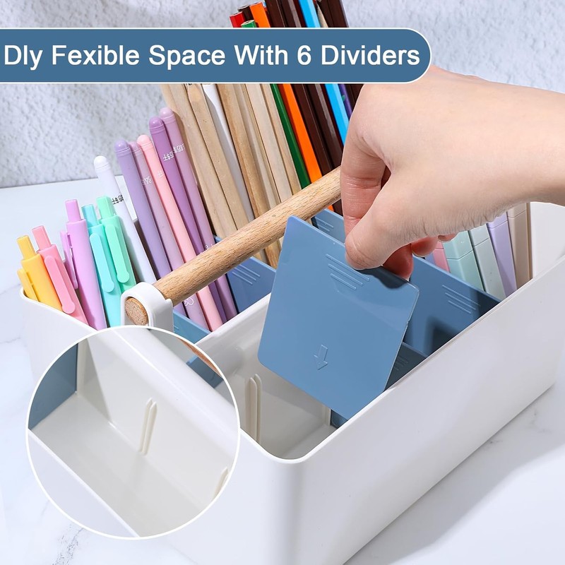 2 Pack Plastic Portable Caddy with Handle, Stackable Art Office Supplies Storage gallery