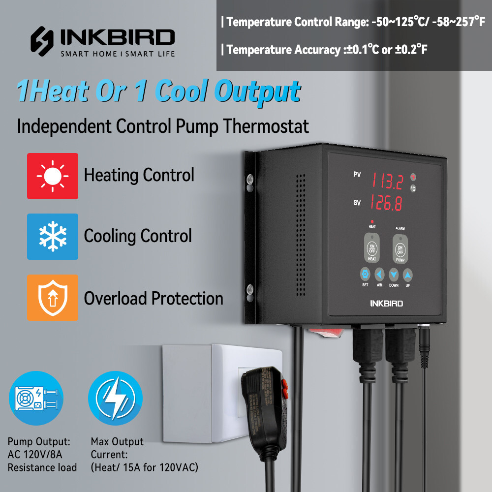 Inkbird Temperature Controller Heat Pump Pre-wired Thermomstats Home Brew Wine gallery