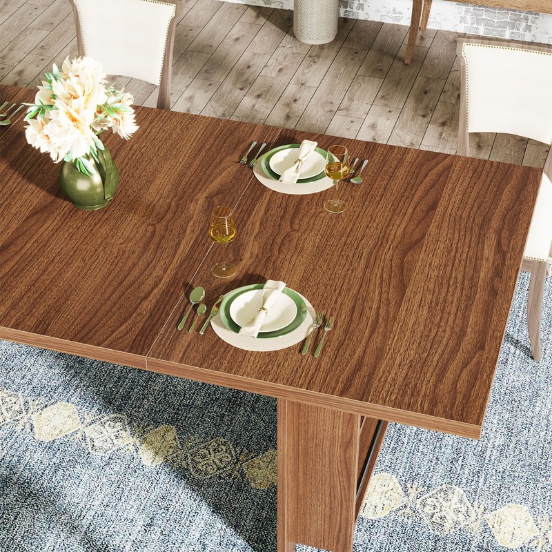 63" Rectangular Dining Table with Storage, Wood Dinner Kitchen Table for 4 to 6 gallery