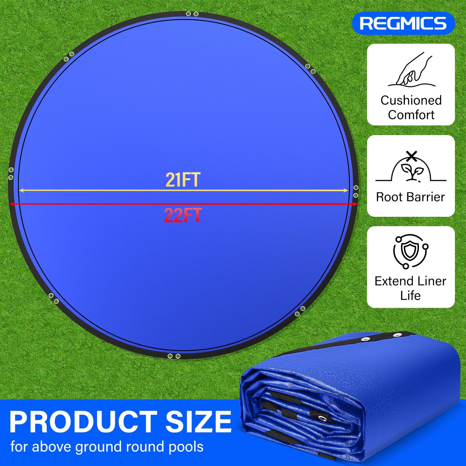21FT Round Pool Liner Pad for Above Ground Pools, 165 GSM Thickened Puncture-... gallery