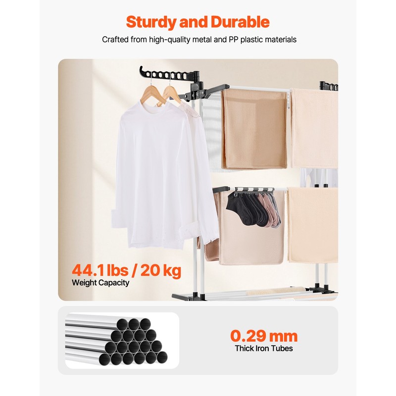 67.5“ Foldable Clothes Drying Rack Rolling Folding 4-Tier Dryer Hanger 4 Castors gallery