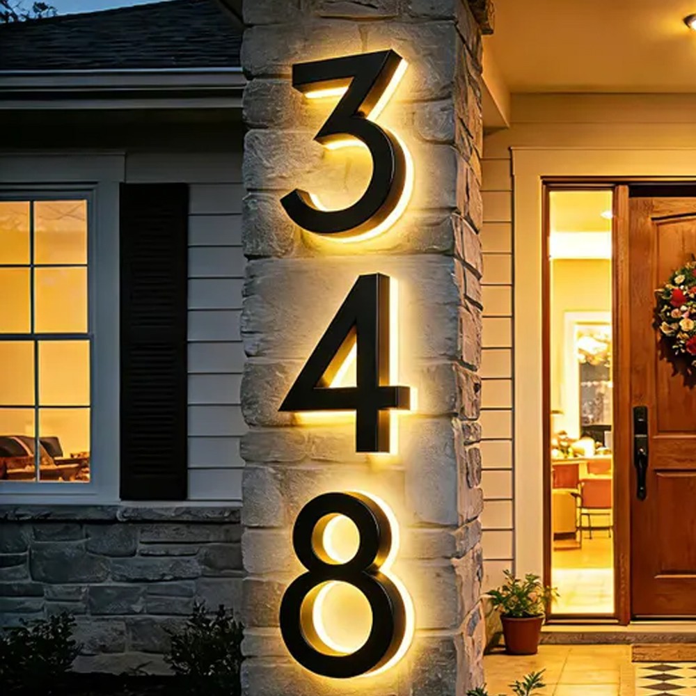 LED House Number Light Metal Illuminated House Sign Address Sign Home Door Sign gallery