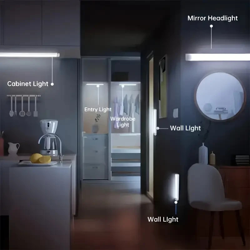 High Quality LED Motion Sensor Under Cabinet Closet Light USB Rechargeable gallery