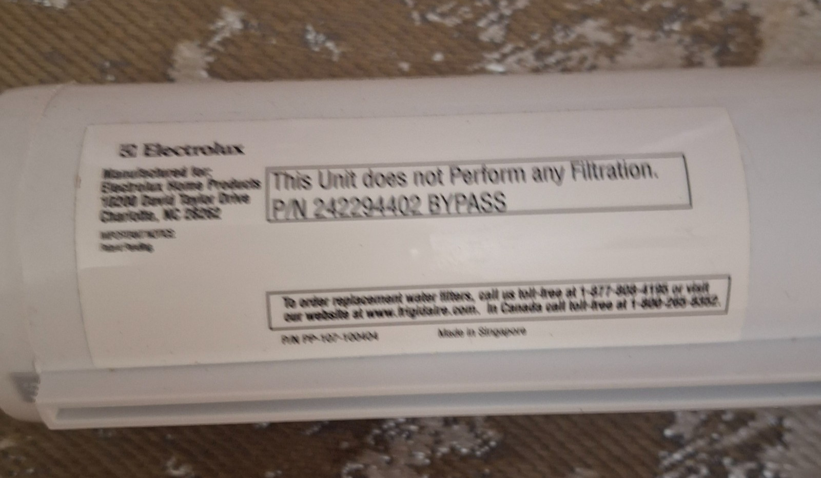 Electrolux Frigidaire 242294402 Water Filter Bypass for Refrigerator Genuine OEM gallery