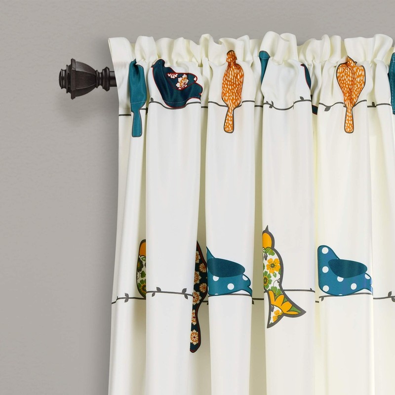 Rowley Birds Light Filtering Window Curtain Panels Pair 52 W X 84 L Multi Colo gallery