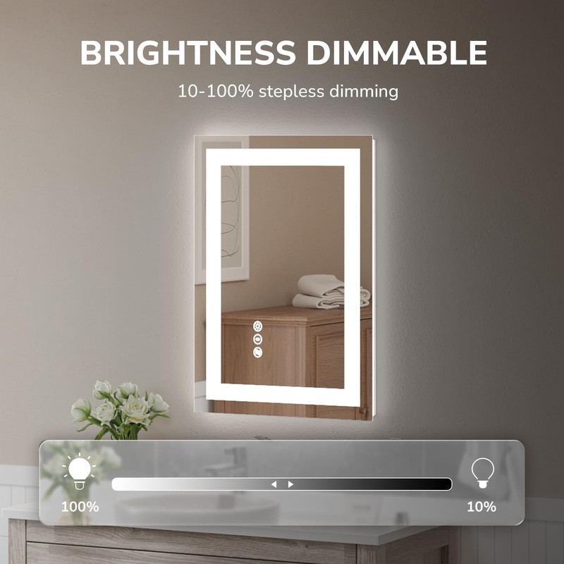 20”x28” LED Bathroom Mirror Lighted Lighted Vanity Mirror, Horizontal & Vertical gallery