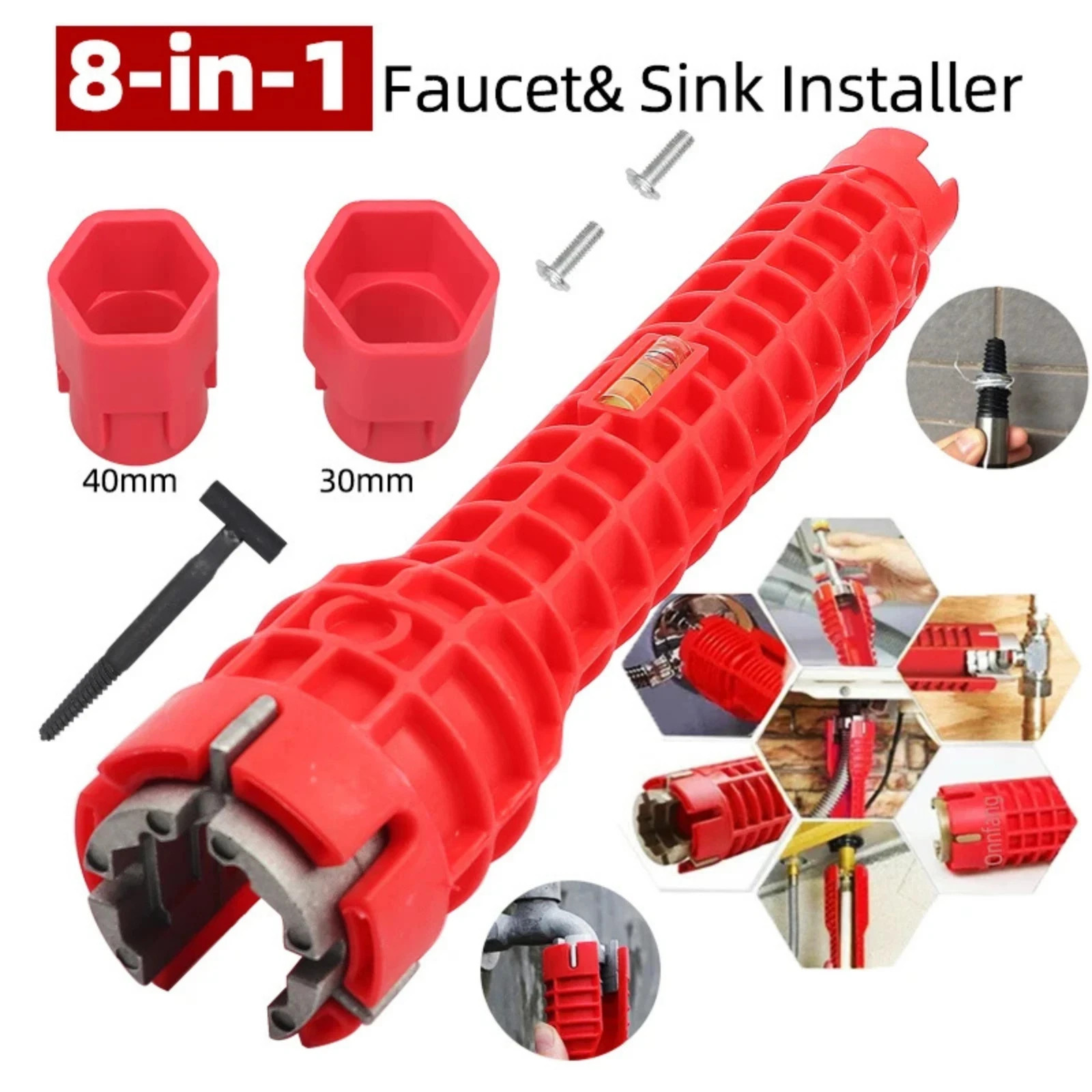 8 in 1 Faucet Sink Installer Home Multi Tool Pipe Wrench For Plumbers Homeowners gallery
