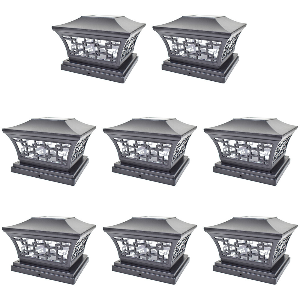 8 Black / Bronze 6 x 6 Solar Post Lights Outdoor LED Deck Cap Fence Lamp Vinyl gallery