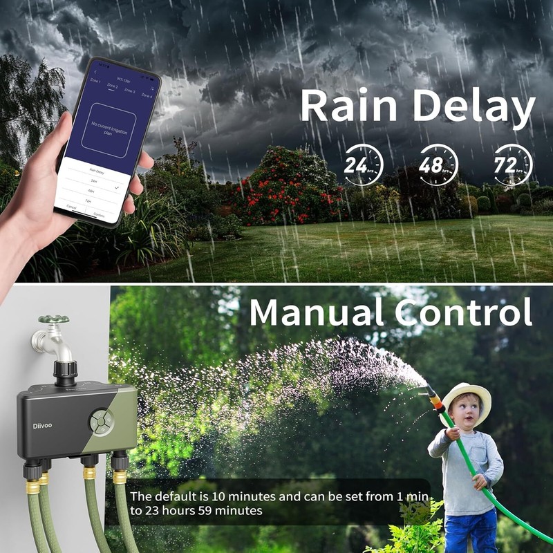 WiFi Water Timer 4 Outlets Smart Sprinkler Garden Watering System for Lawn Yard gallery