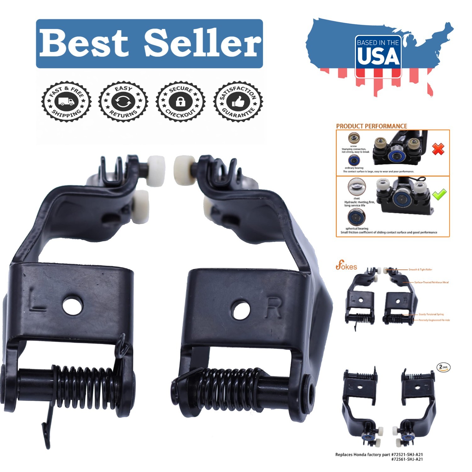 Easy-to-Install Left & Right Sliding Door Rollers for 2005-2010 Odyssey Touring gallery