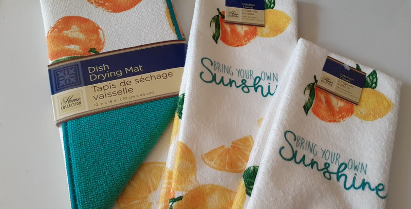 3pc Citrus Lemons Oranges Dish Drying Mat and 2 Kitchen Towels NWT gallery