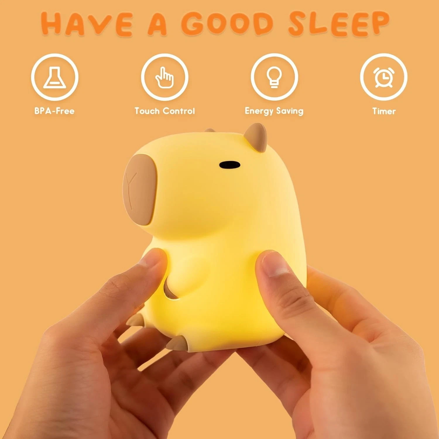 UNEEDE Capybara Night Light USB Silicone Nursery Lamp Dimmable Bedside Light gallery