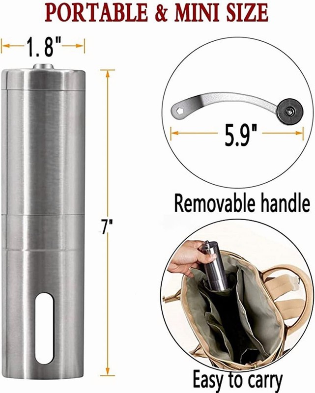 Manual Coffee Bean Grinder Stainless Steel Hand Coffee Mill Ceramic Burr US Ship gallery