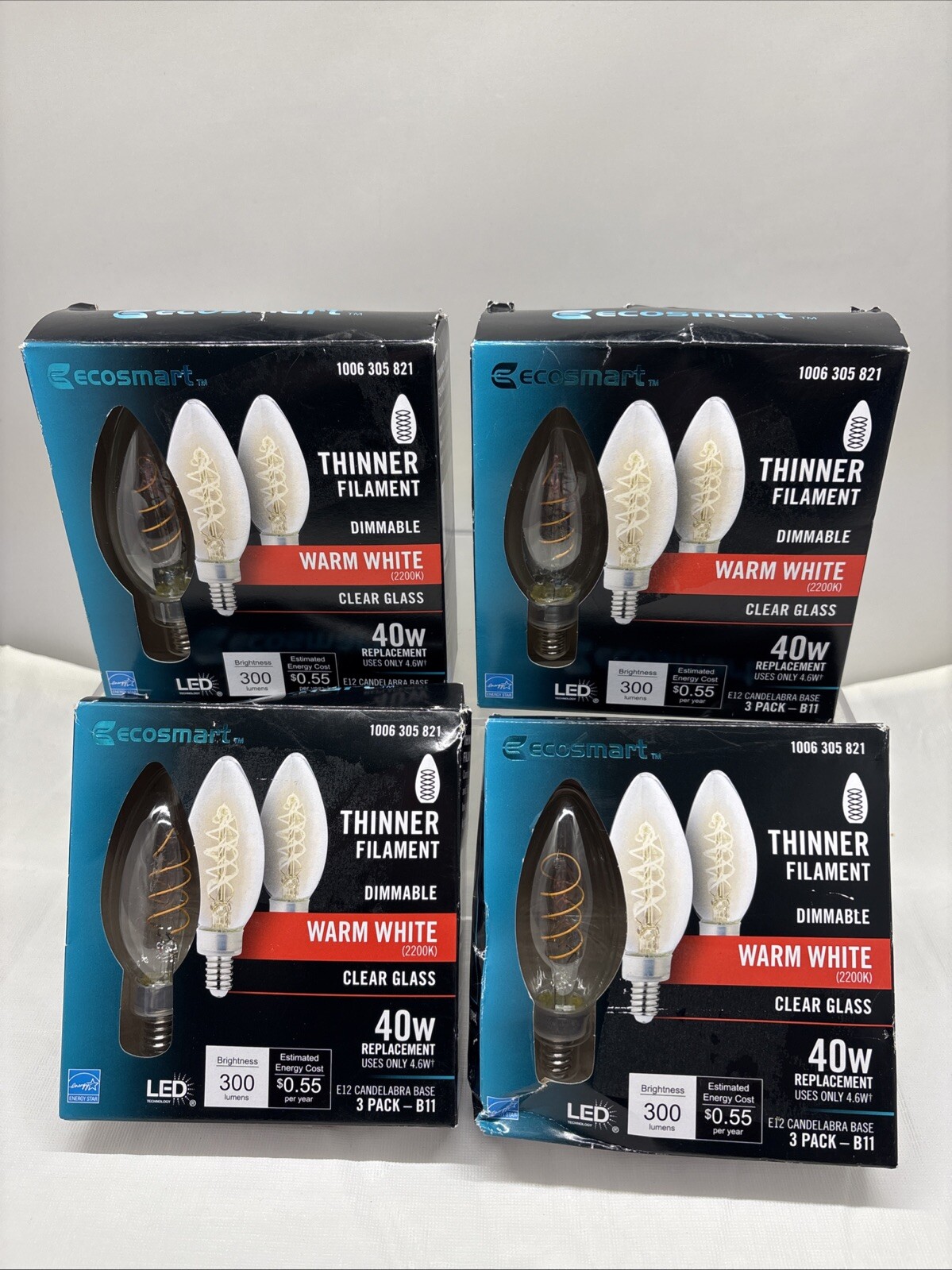 12 X EcoSmart LED Vintage Edison Light Bulb Warm White 2200K B11 40W Eqv B2 gallery