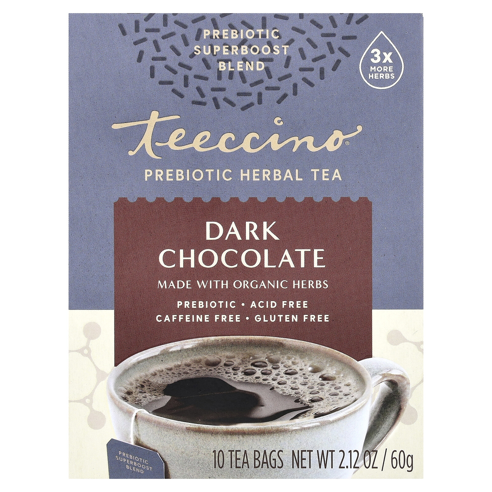 Prebiotic Herbal Tea, Dark Chocolate, Caffeine Free, 10 Tea Bags, 2.12 oz (60 g) gallery