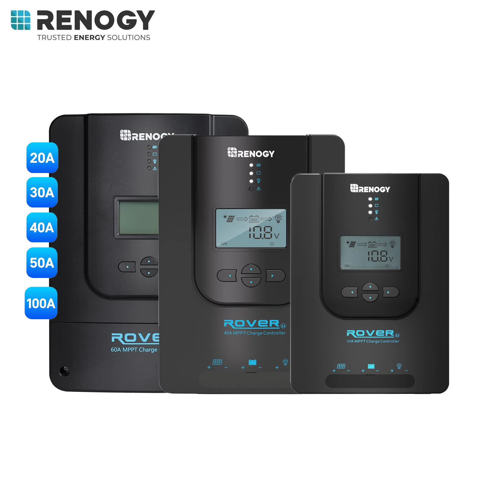 Renogy MPPT Solar Charge Controller 20A/30A/40A/60A/100A 12V/24V/36V For Solar gallery