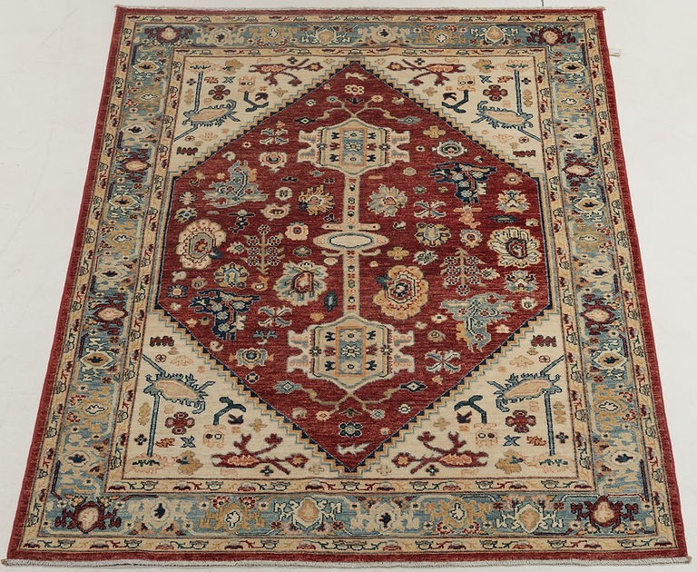 4.11 x 6.8 ft Hand Knotted Serapi Rug gallery