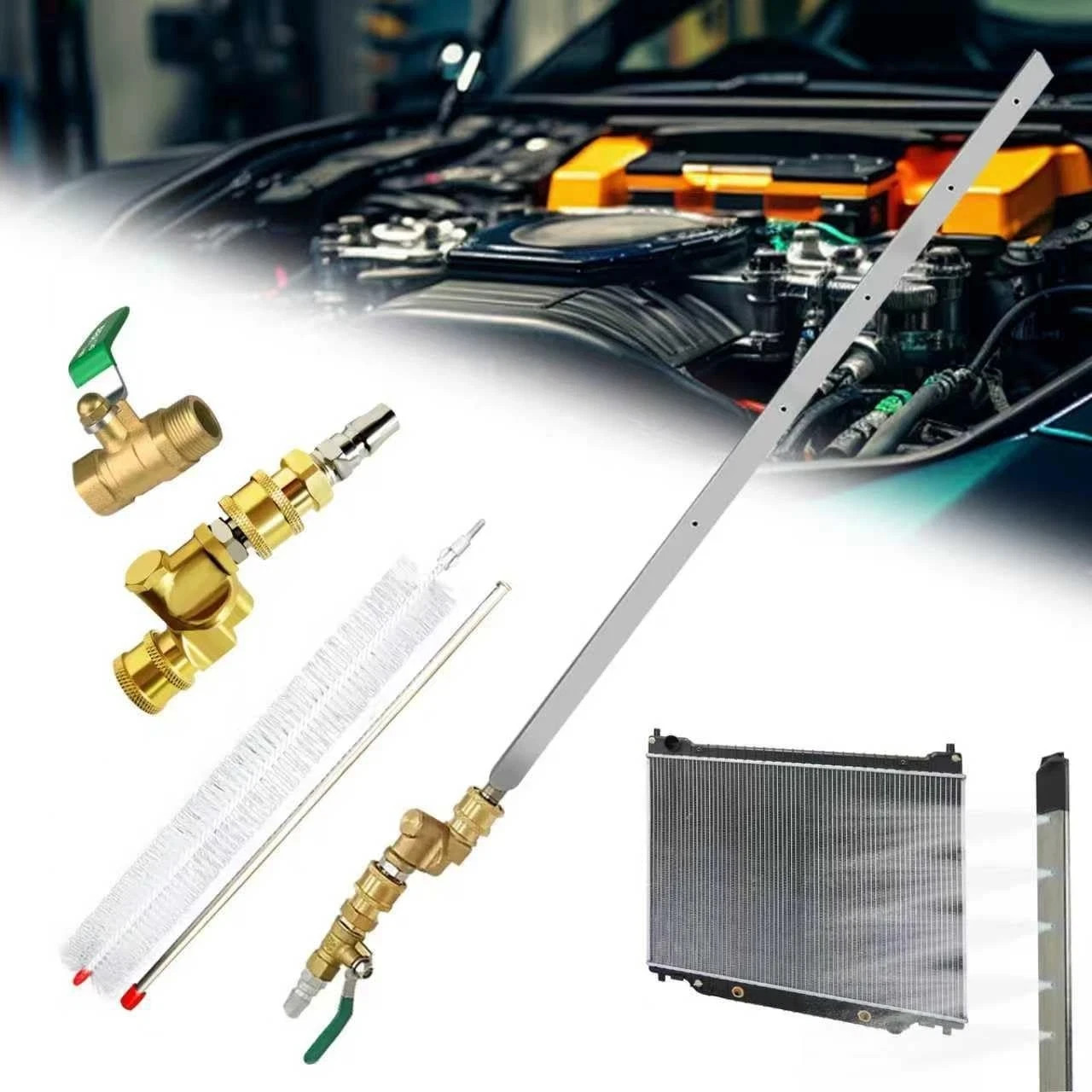 39" Pro Radiator Cleaning Wand Kit–Radiator Cleaner Tool with 5 Spray Nozzles + gallery