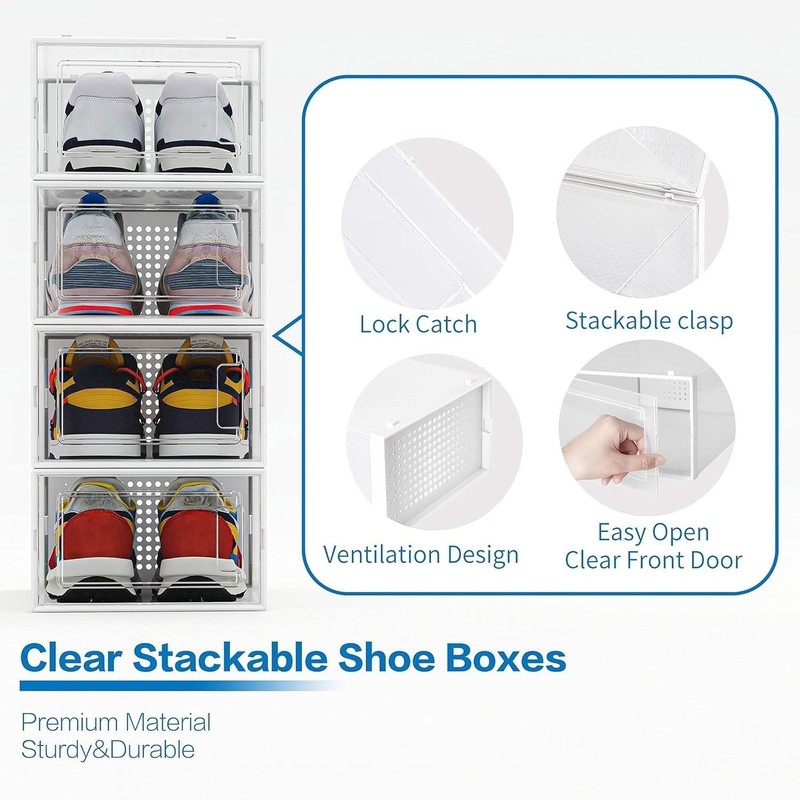 Durable 12 Pack Clear Stackable Shoe Storage for All Rooms - Organize with Ease gallery