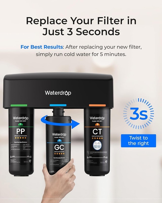 Waterdrop Under Sink 3-Stage Replacement Water Filter for Waterdrop TSA&B (3) gallery