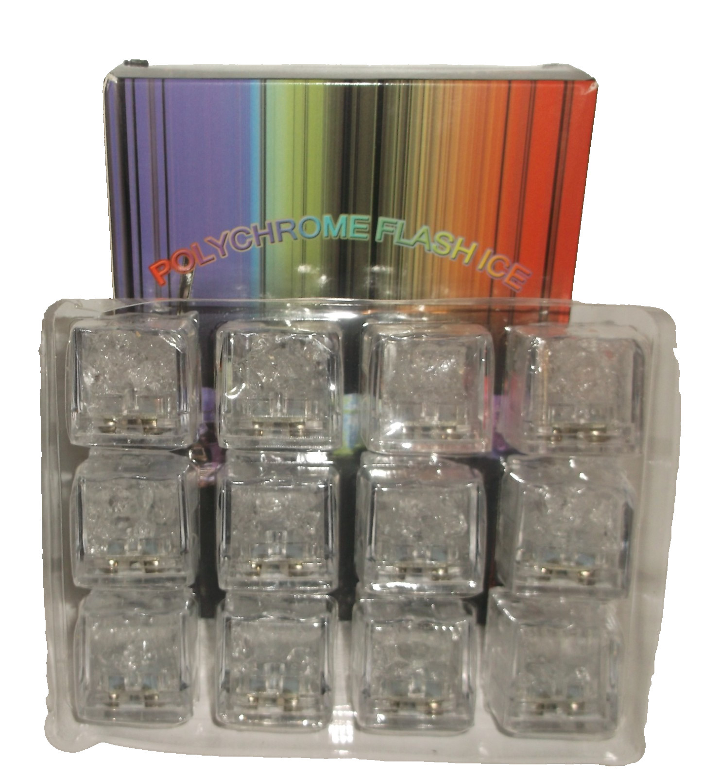 NIB 12Pk Light Up Ice Cubes Multi Color Led Changing Lights for Drinks gallery