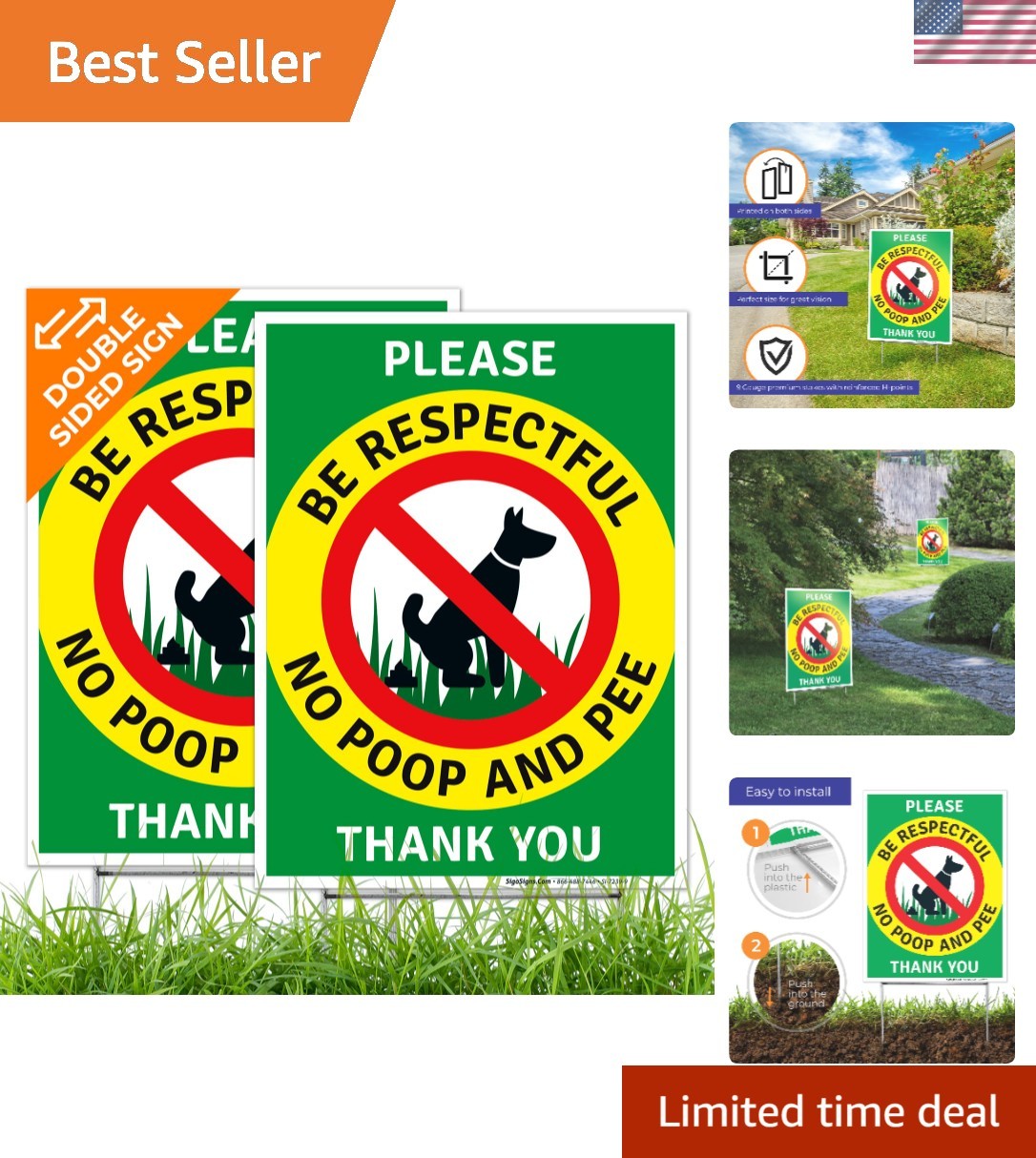 Professional 9x12 Inch Signs: 2 Pack No Poop and Pee, Easy Mounting for Home gallery