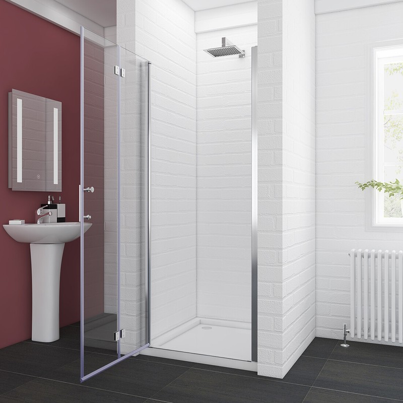 SUNNY SHOWER Semi-Frameless Bi-Fold Hinged Shower Door 36''W x 72''H Chrome gallery