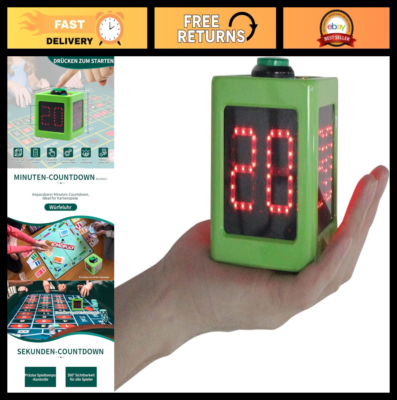 Countdown Timer for Poker, Casino & Chess Tournaments - 20/30 Sec, Customizable, gallery