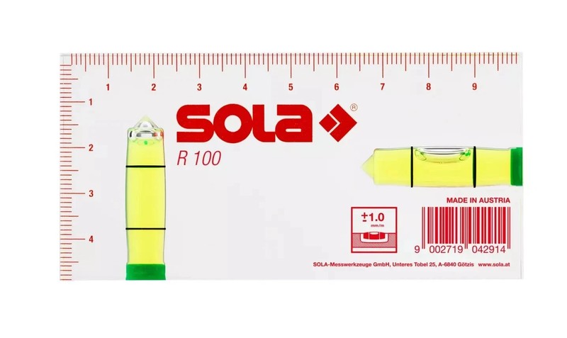 Sola R 100, Pocket Level, Acrylic Level, dim. 100x50x15 mm. Made in Austria. gallery