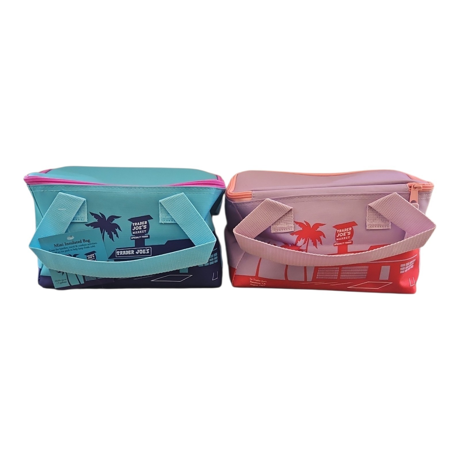 Trader Joes 2026 Spring Mini Insulated Cooler Lunch Bags Set of 2 Purple & Blue gallery