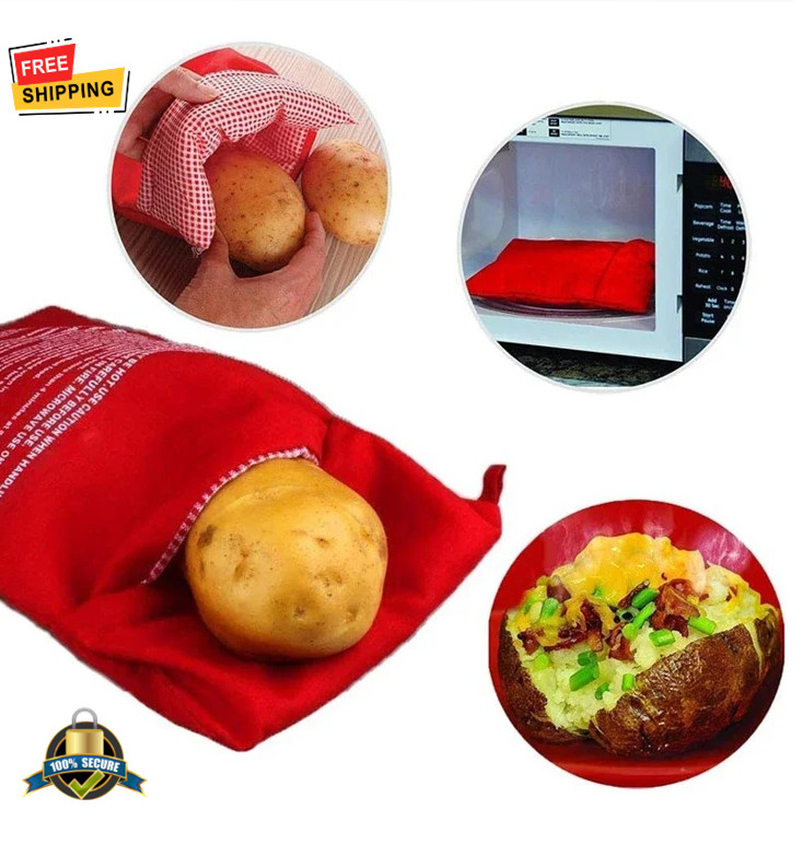 Reusable Microwave Potato Bag Quick Baked Potato Cooker Pouch 4 Minutes gallery