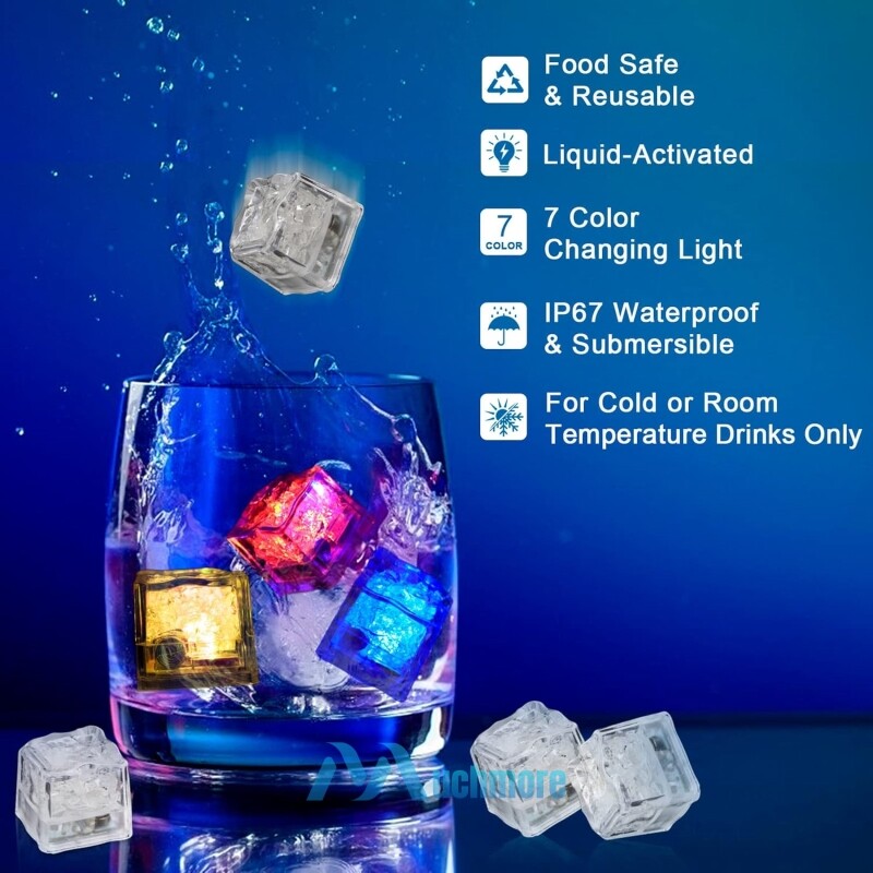 48pcs Glowing LED Ice Cubes Flash Light For Party Bar Drinks Wine Glass Decorate gallery