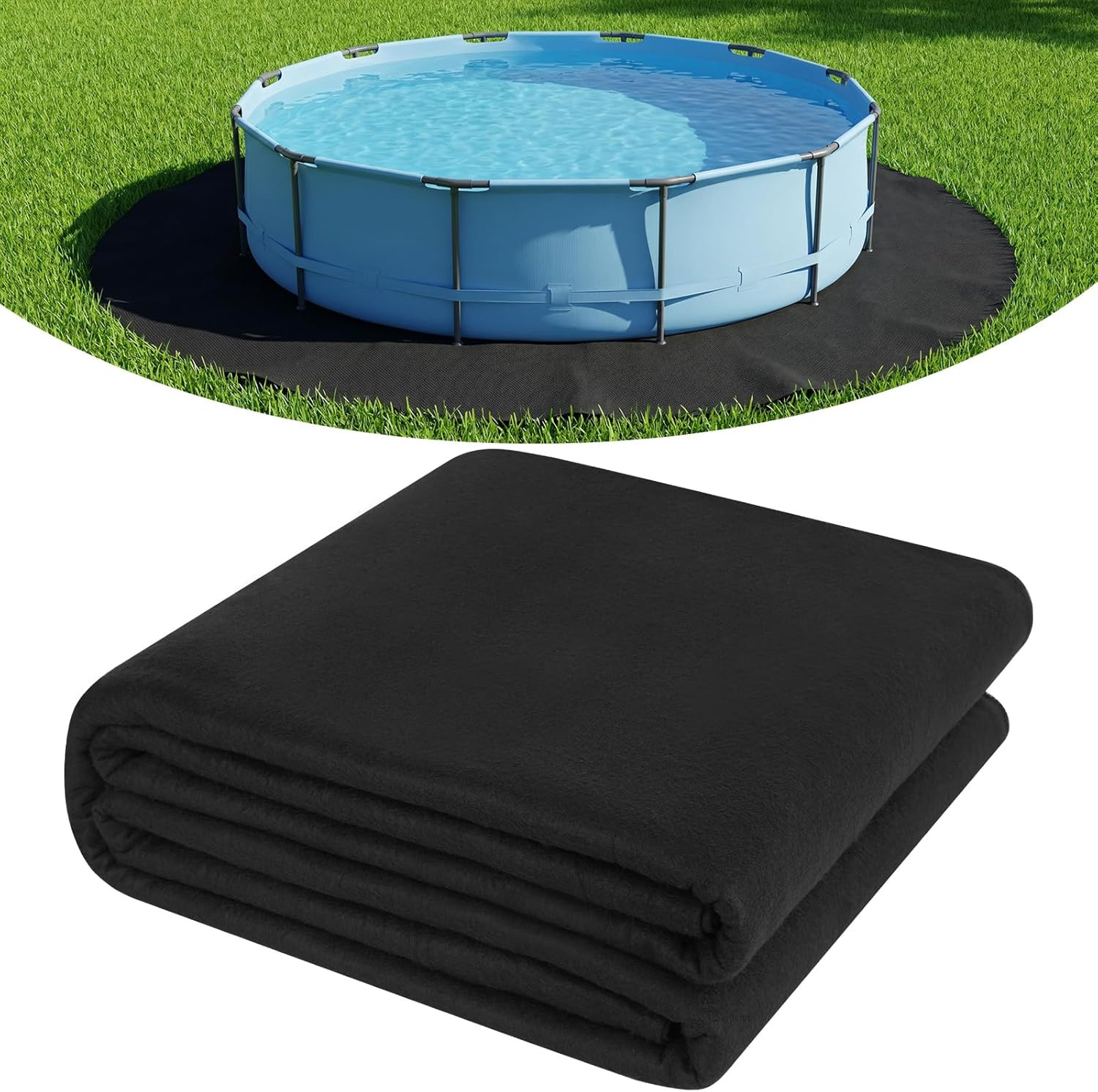 18 FT round Pool Liner Pad for above Ground Pools, Durable Pool Mat with Geotext gallery