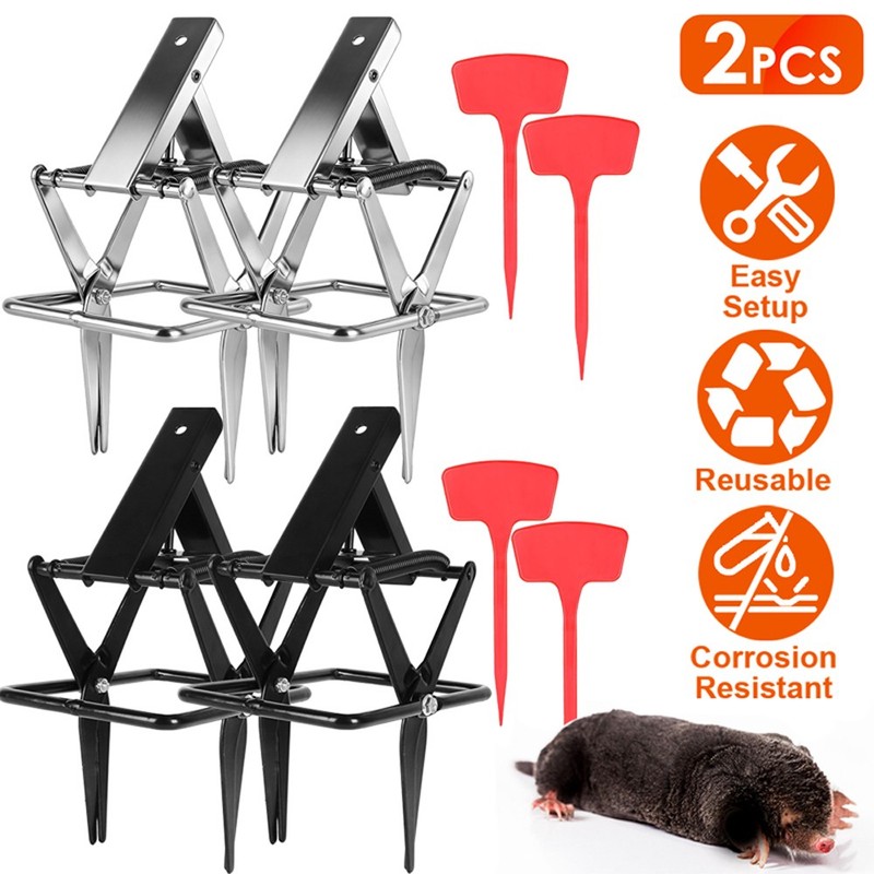 2x Easy Setup Reusable Mole Scissor Traps Solid Metal For Outdoor Rodent Control gallery