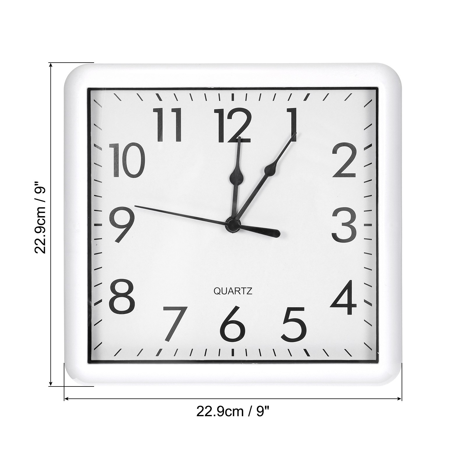 9"x9" Wall Clock Quartz Battery Operated Silent Square Wall White gallery
