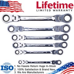 Double Box End Ratcheting Wrench 6PCS Metric Universal Flexible Head Auto Flex