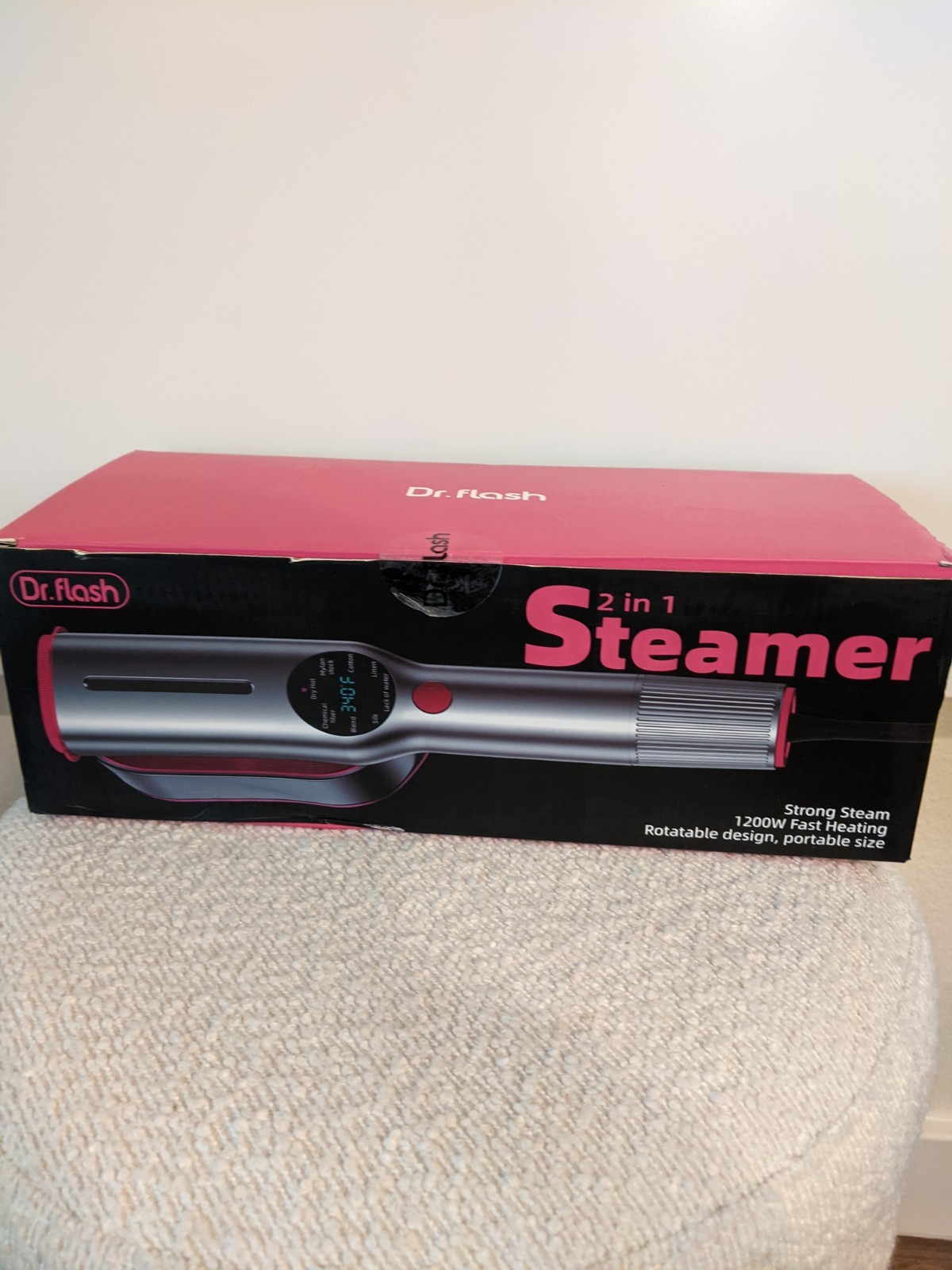 Dr.flash Steamer 1200W Strong Steam Fast Heating Rotatable Silver Pink gallery