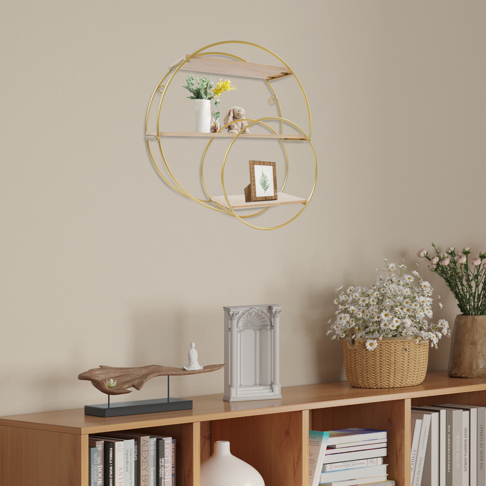 Wall Mounted Circular Storage Rack 10 x 33cm Shelf, 3-tier Storage Display Rack gallery