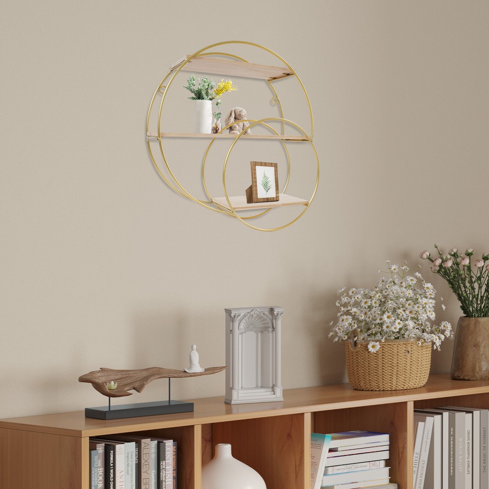 Wall Mounted Circular Storage Rack 10 x 33cm Shelf, 3-tier Storage Display Rack