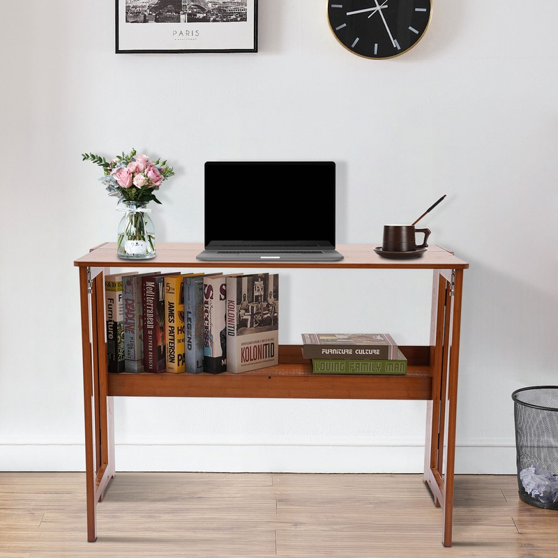 Foldable Bamboo Desk – Space-Saving Home Office Writing Workstation gallery