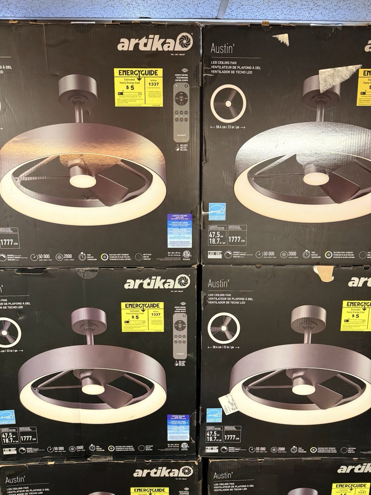 Artika Austin 23" LED Ceiling Fan Dimmable Matte Black Fandelier w/ Remote New gallery