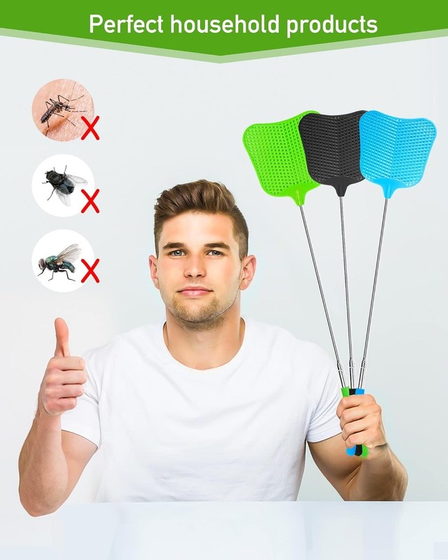 3 Pcs Fly Swatter, Fly Swatter Plastic,Telescopic Fly Swatters, Large Bug Swatte gallery